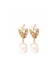Amaro Pearl Dangle Post עגילי על צלחת זהב צהוב %9... | עגילים