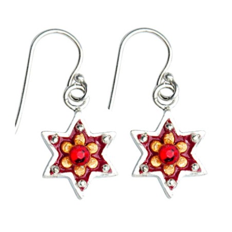 Flower Star of David Earrings by Ester Shahaf | Earrings