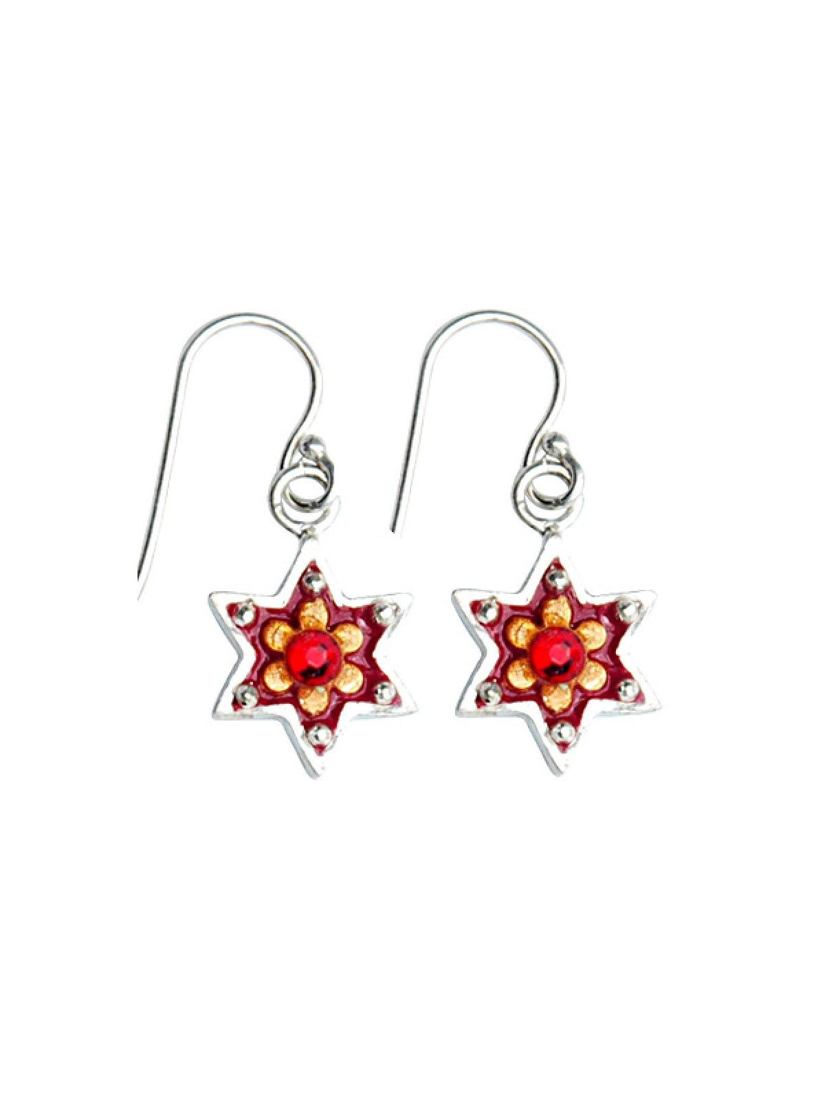 Boucles d'oreilles fleur étoile de David par Ester Shahaf | Boucles d'oreilles