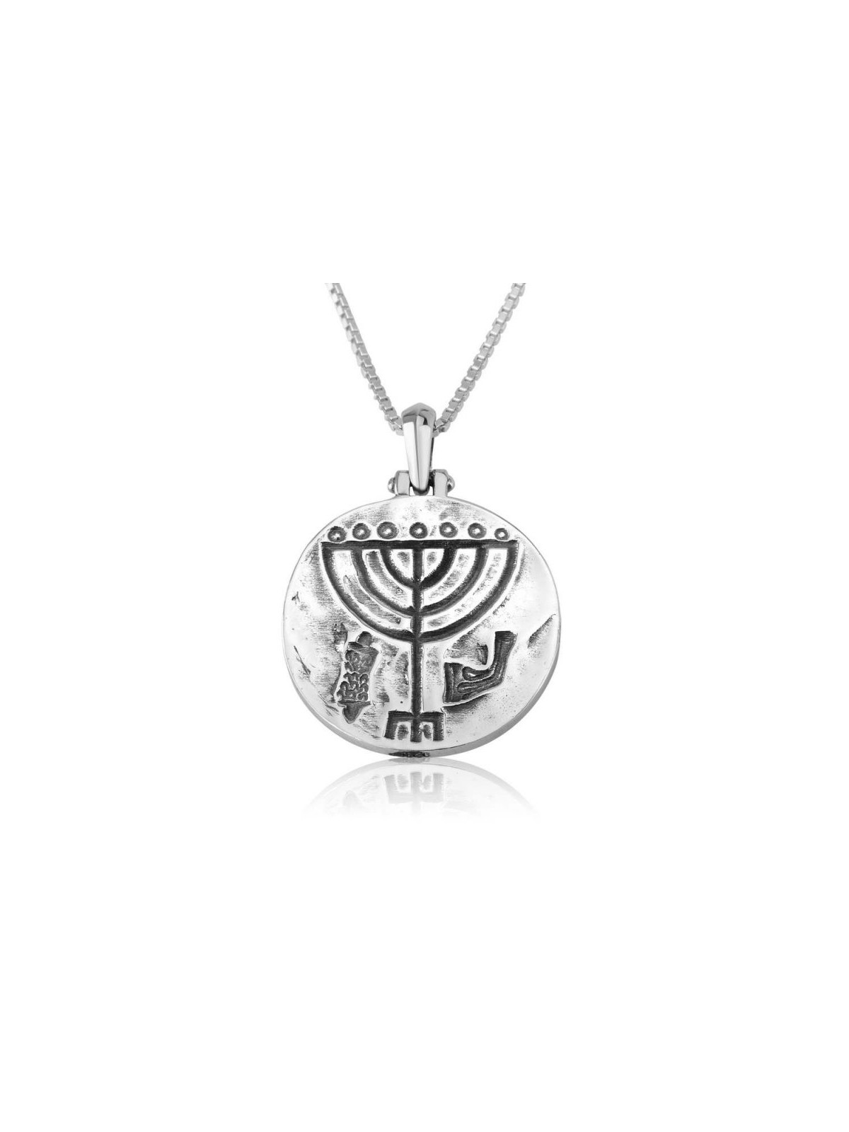 Sterling Silver Pendant Necklace Ancient Coin Meno... | Jewish Pendant