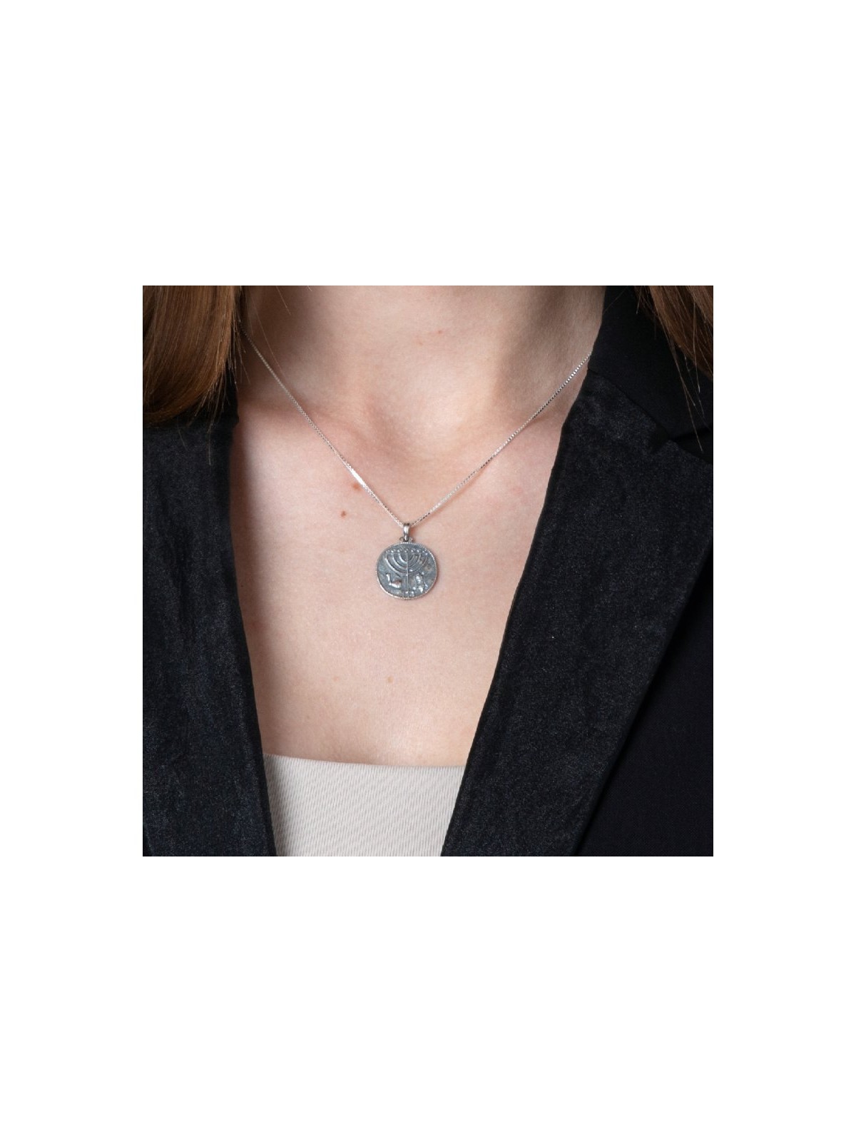 Sterling Silver Pendant Necklace Ancient Coin Meno... | Jewish Pendant