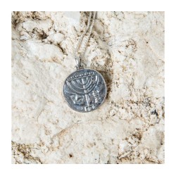 Sterling Silver Pendant Necklace Ancient Coin Meno... | Jewish Pendant