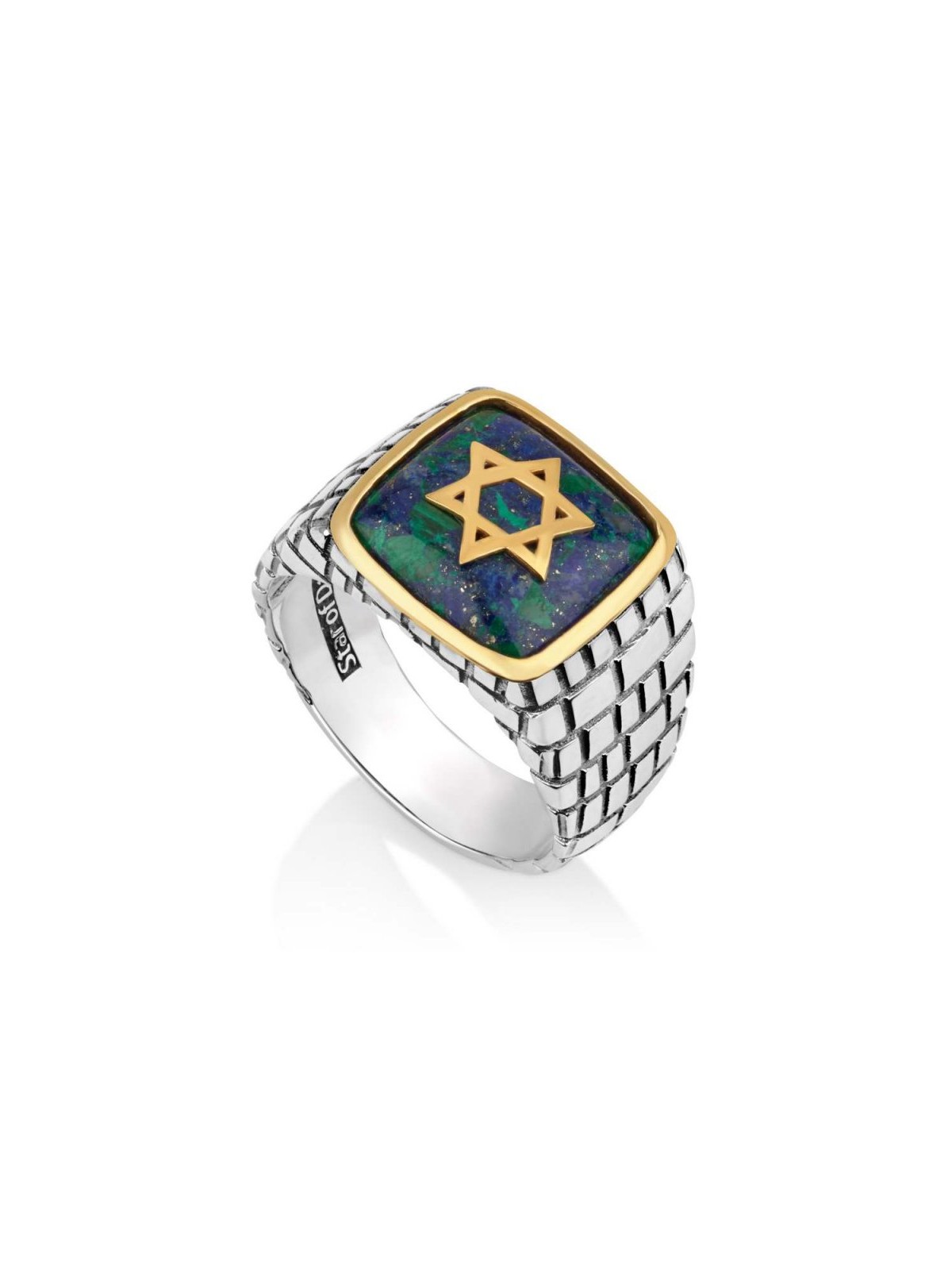 Sterling Silver and Gold Plated Mans Jewish Ring wit... | Jewish Rings
