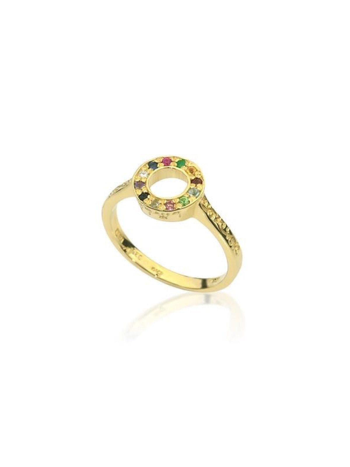 HaAri Gold Kabbalah Ring with 12 Colored Choshen Sto... | Jewish Rings
