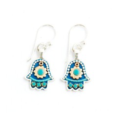 Boucles d'oreilles Hamsa bleues par Ester Shahaf | Boucles d'oreilles
