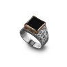 Haari Silver and Gold Healing Kabbalah Ring Onyx... | Kabbalah Jewelry