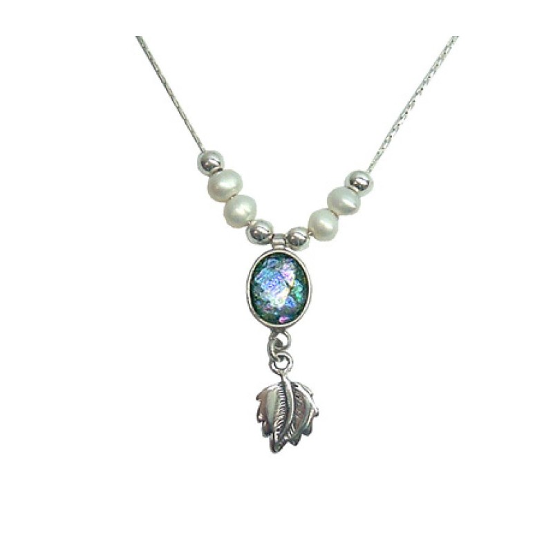 Michal Kirat Freshwater Pearls on Silver Ch... | Roman Glass Necklaces