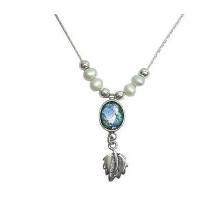 Michal Kirat Freshwater Pearls on Silver Ch... | Roman Glass Necklaces