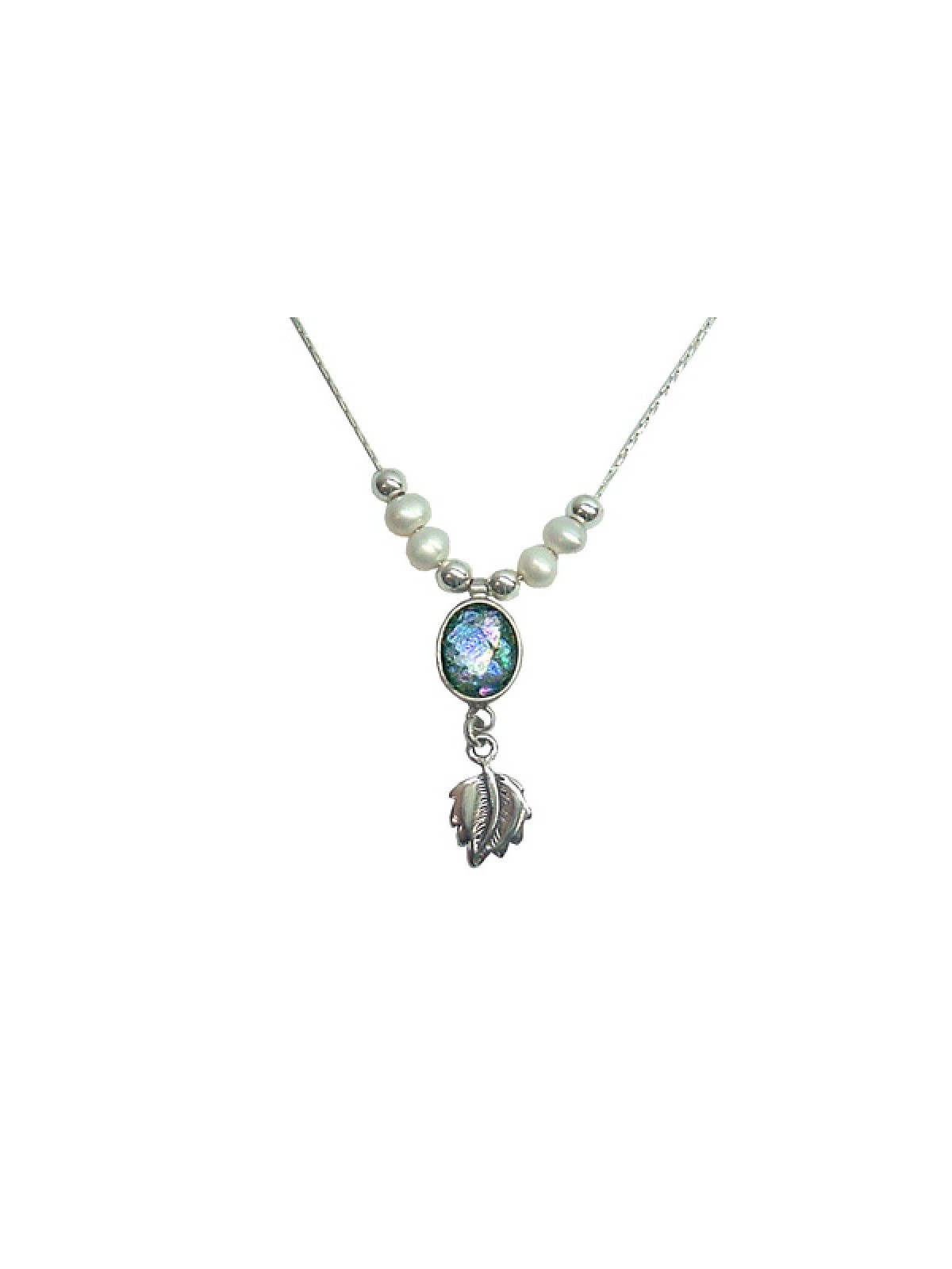 Michal Kirat Freshwater Pearls on Silver Ch... | Roman Glass Necklaces