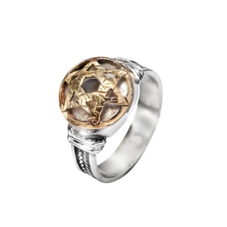 Bague Kabbale en argent sterling Haari avec étoile en or sur... | Anneaux juifs