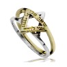 HaAri Gold and Silver Double Star of David Ring with... | Jewish Rings
