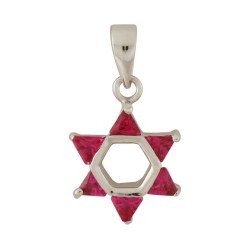 Rhodium Plated Red Stone Star of David Pe... | Jewish Gift from Israel