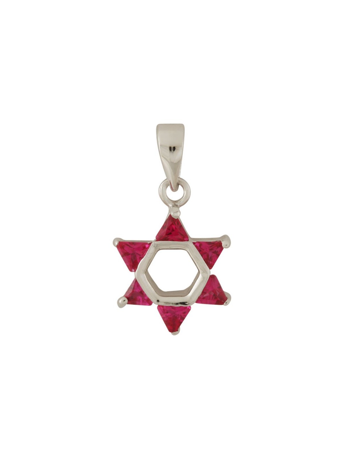 Rhodium Plated Red Stone Star of David Pe... | Jewish Gift from Israel