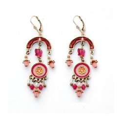 Pink Red Oriental Earrings by Ester Shahaf | Earrings by Esther Shahaf