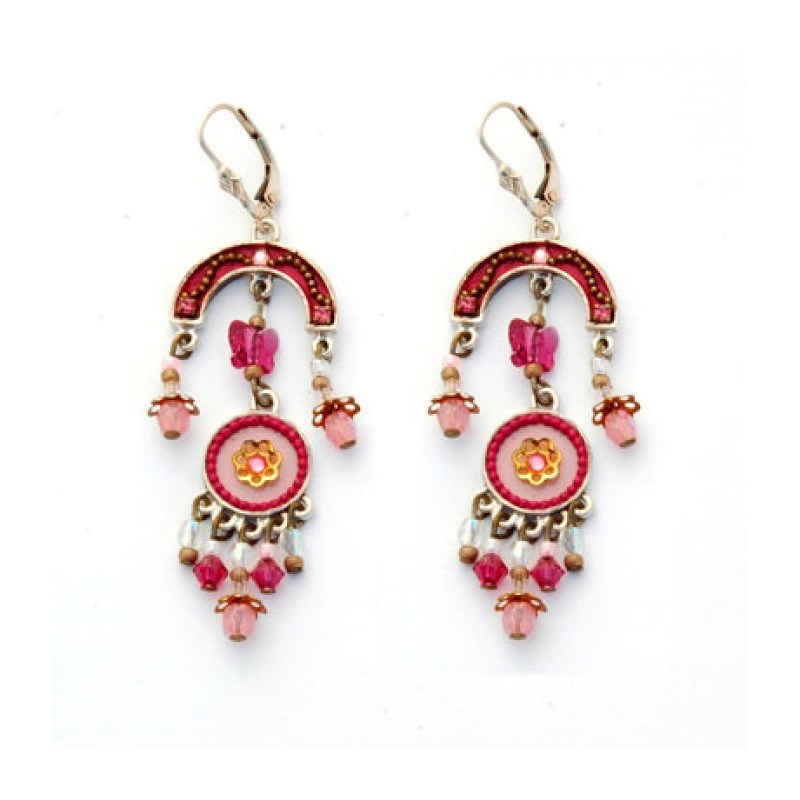Boucles d'oreilles orientales rose rouge par Ester Shahaf | Boucles d'oreilles par Esther Shahaf