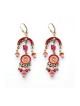 Pink Red Oriental Earrings by Ester Shahaf | Earrings by Esther Shahaf