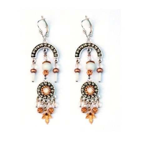 Metal Gray and Gold Color Dangle Earrin... | Earrings by Esther Shahaf