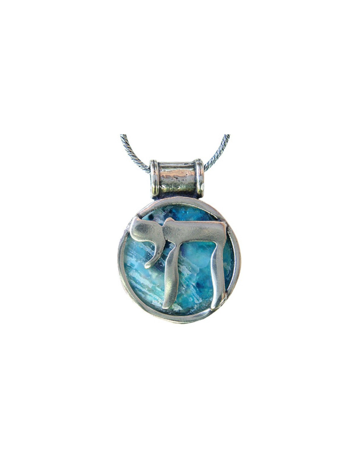 Michal Kirat Sterling Silver Necklace with ... | Roman Glass Necklaces