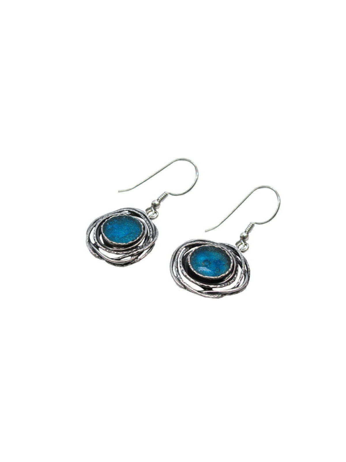Michal Kirat Framed Roman Glass Earrings Set... | Roman Glass Earrings