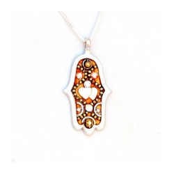 Autumn Heart Hamsa Necklace by Ester Shahaf | Hamsa Necklace