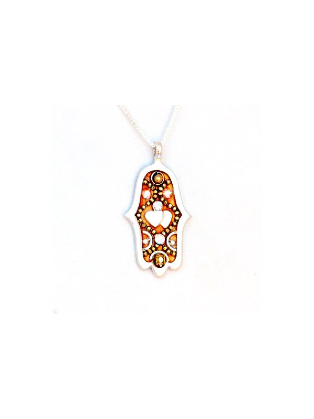 Autumn Heart Hamsa Necklace by Ester Shahaf | Hamsa Necklace