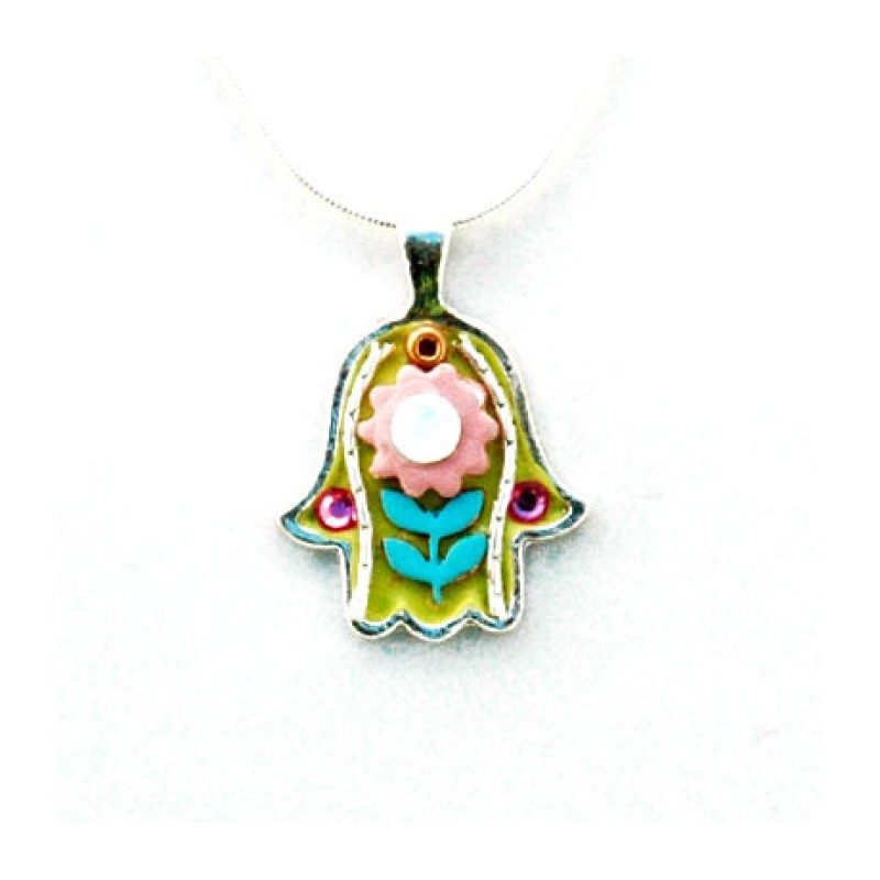 Flower Hamsa Necklace by Ester Shahaf | Hamsa Necklace