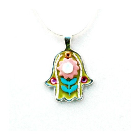 Flower Hamsa Necklace by Ester Shahaf | Hamsa Necklace