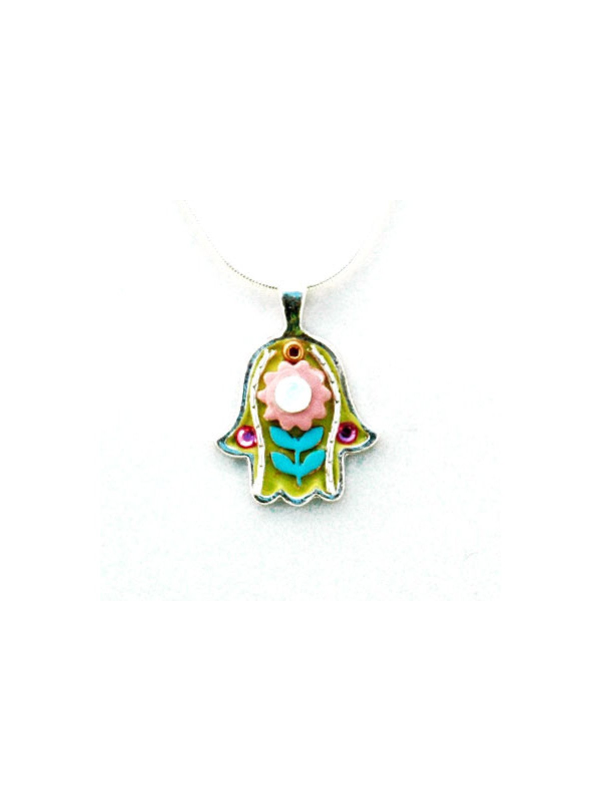 Flower Hamsa Necklace by Ester Shahaf | Hamsa Necklace