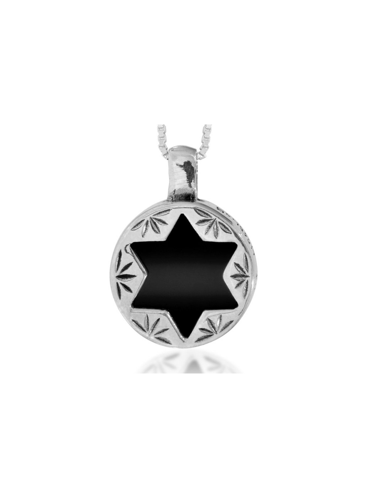 Silver Pendant with Star of David Onyx by HaAri Je... | Jewish Pendant