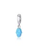 Sterling Silver Charm with Hanging Blue Opal Hamsa... | Judaica Charms