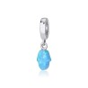 Sterling Silver Charm with Hanging Blue Opal Hamsa... | Judaica Charms