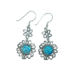 Michal Kirat Boucles d'oreilles pendantes en argent sterling... | Boucles d'oreilles en verre romain