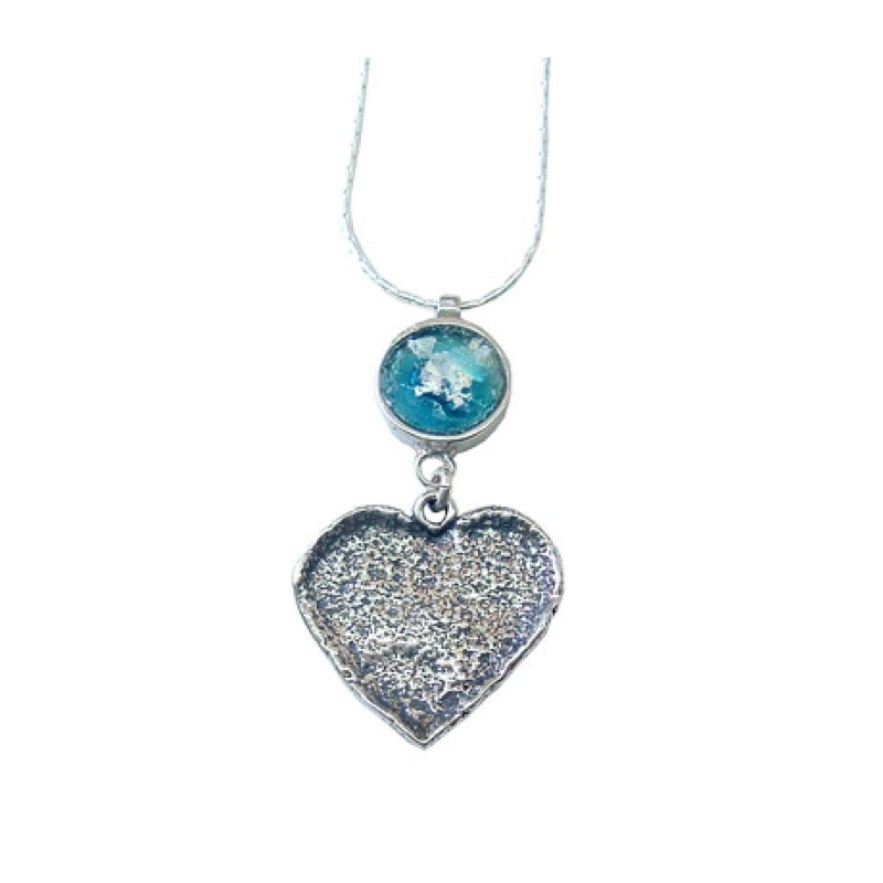 Michal Kirat Roman Glass Silver Necklace wi... | Roman Glass Necklaces