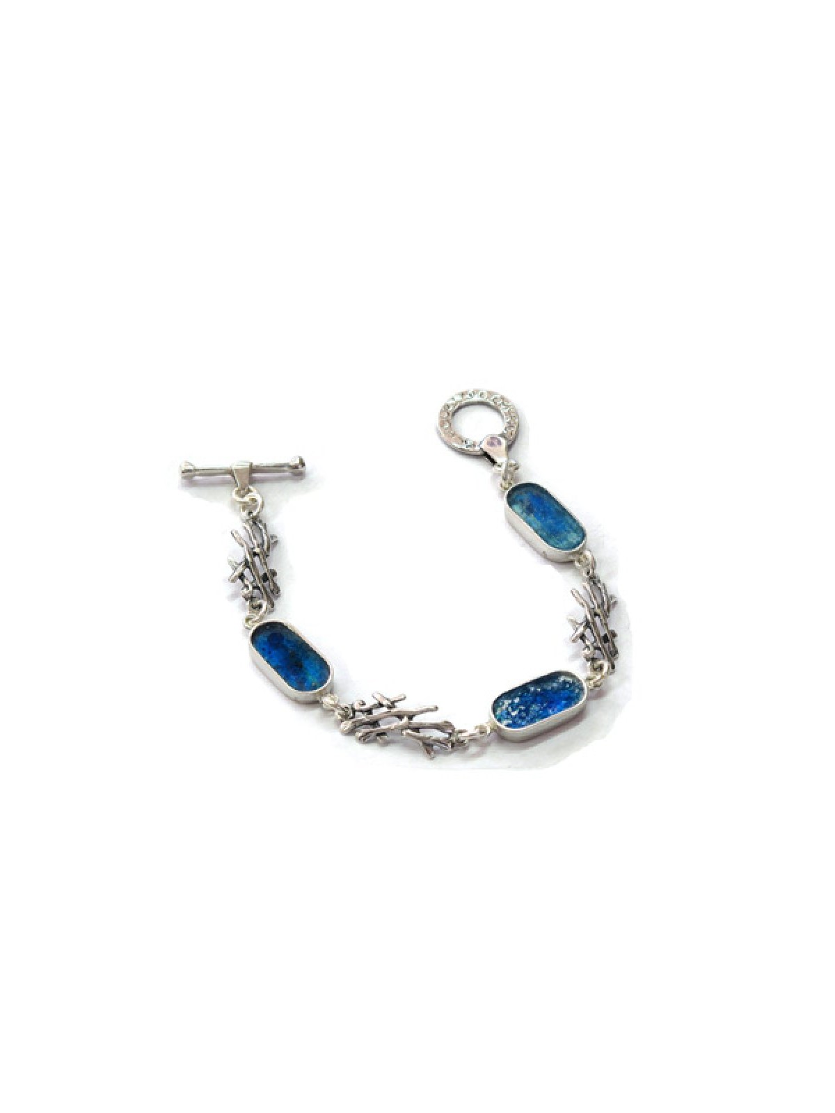 Michal Kirat Roman Glass Sterling Silver Brac... | Roman Glass Jewelry