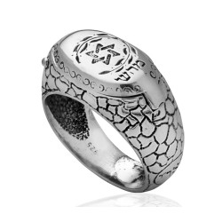 HaAri Silver Signet Snake Ring with Kabbalah Engravi... | Jewish Rings