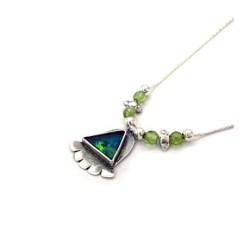 Michal Kirat Sterling Silver Necklace with ... | Roman Glass Necklaces