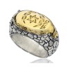 HaAri Silver and Gold Signet Snake Ring Kabbalah Eng... | Jewish Rings