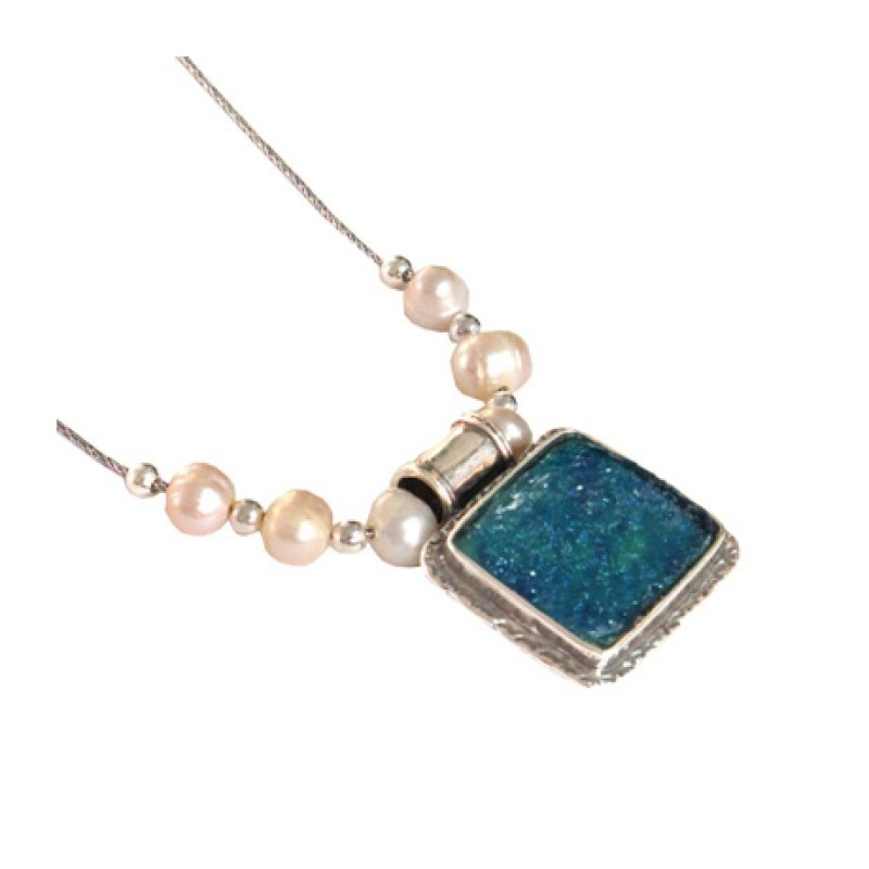 Michal Kirat Collier en argent avec perles d'eau douce... | Colliers en verre romain