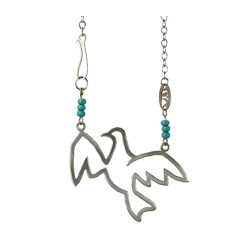 Shraga Landesman Peace Dove in Flight Necklace Tur... | Jewish Pendant