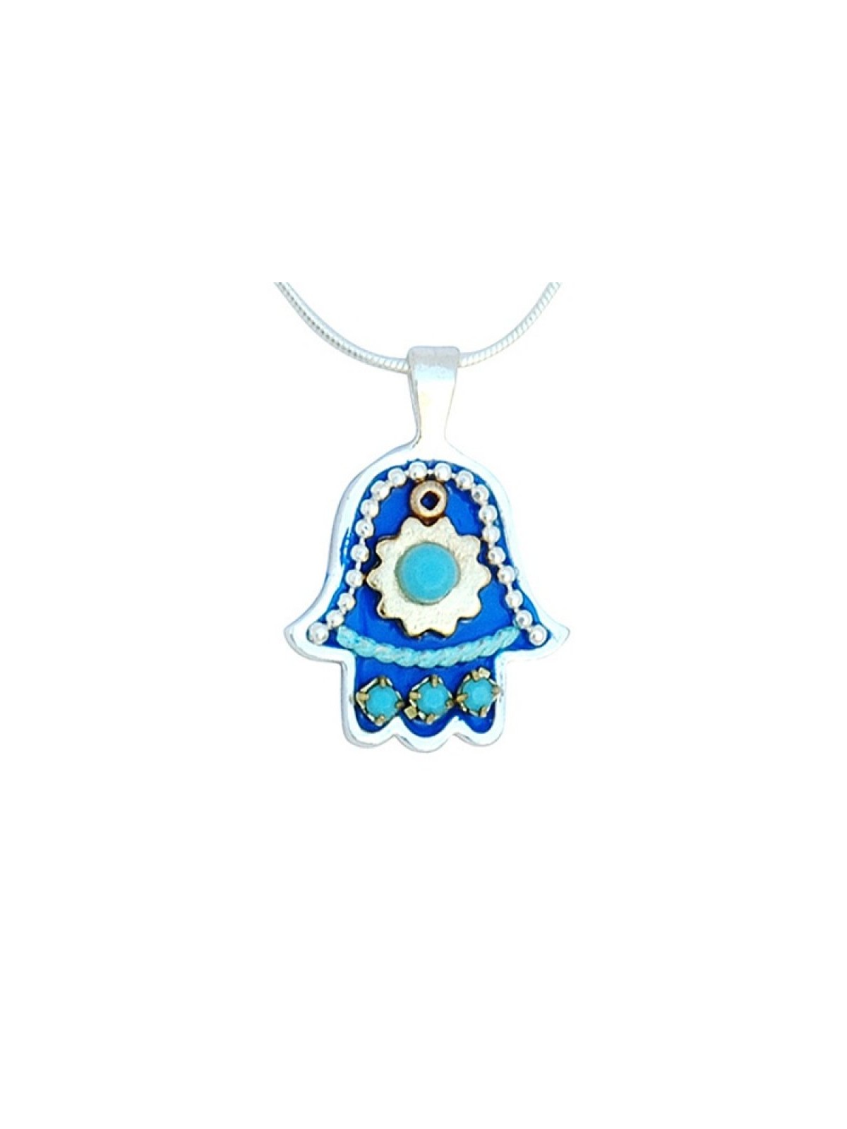 Blue Hamsa Pendant by Ester Shahaf | Hamsa Necklace