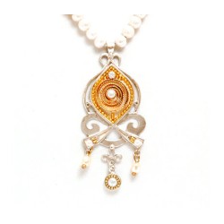 Silver Pearl Necklace with Pendant by ... | Necklaces by Esther Shahaf