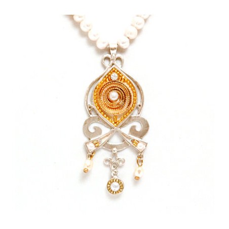 Silver Pearl Necklace with Pendant by ... | Necklaces by Esther Shahaf