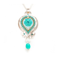 Turquoise Enamel Silver Necklace by Es... | Necklaces by Esther Shahaf