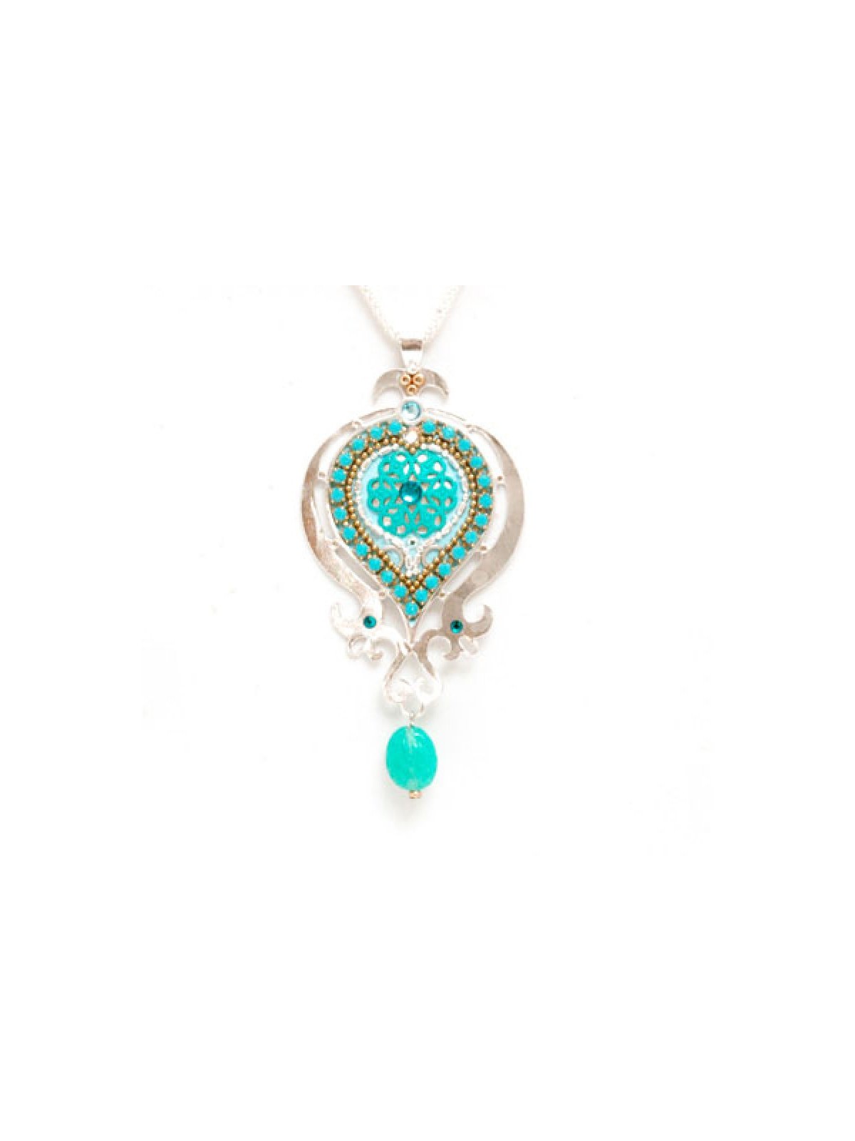 Turquoise Enamel Silver Necklace by Es... | Necklaces by Esther Shahaf