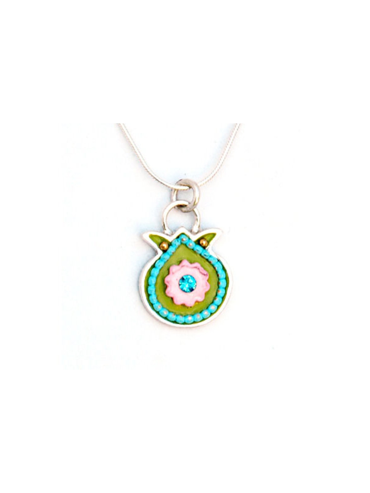 Pomegranate Necklace in Green and Pink by Ester Sh... | Jewish Pendant