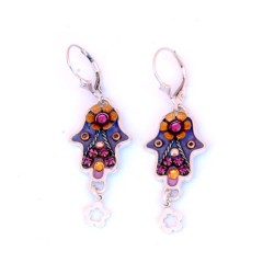 Oriental Hamsa Earrings in Silver by Ester Shahaf | Earrings