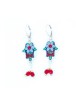Blue Red Hamsa Earrings by Ester Shahaf | Earrings