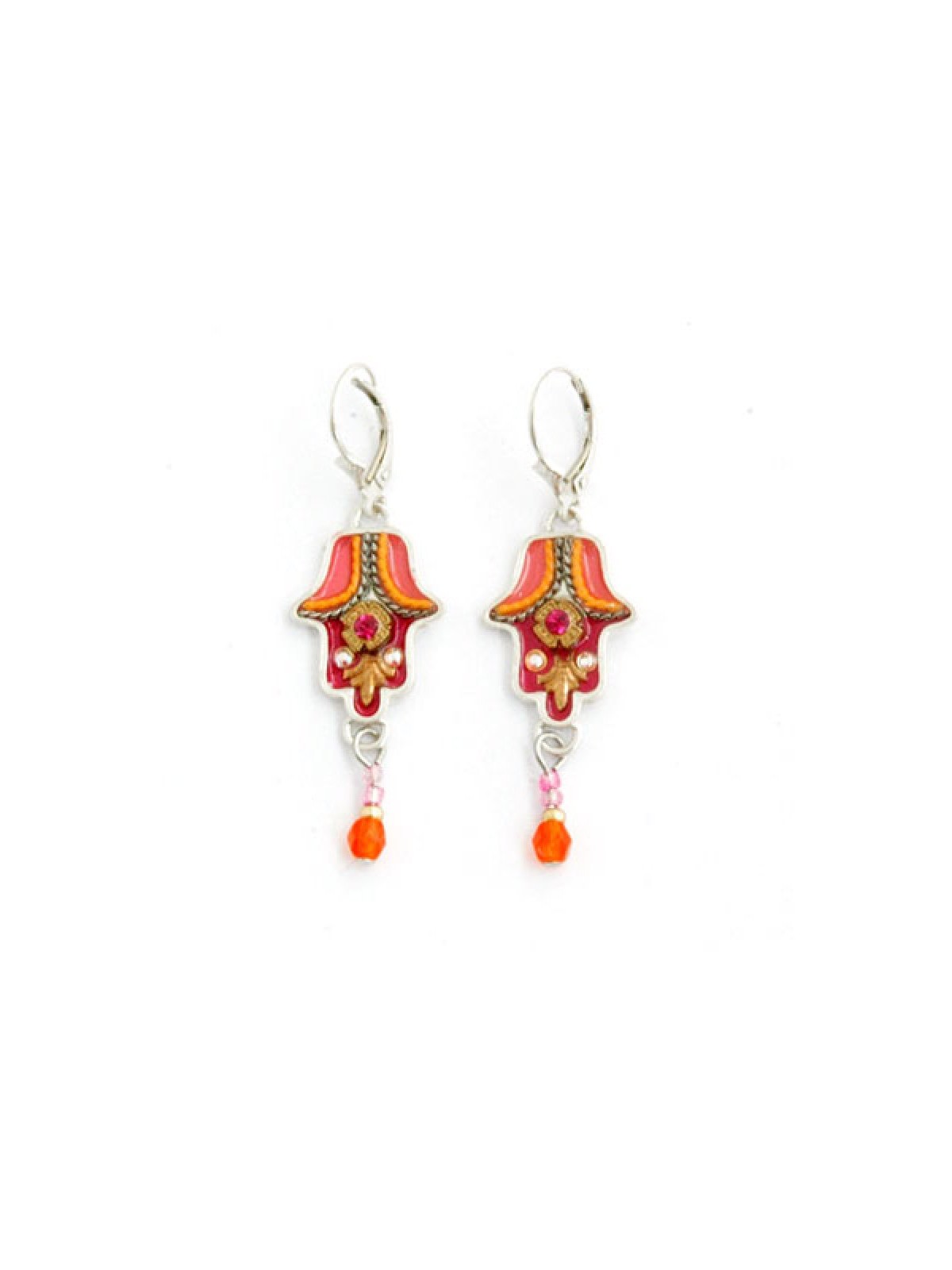 Shades of Orange Hamsa Earrings by Ester Shahaf | Earrings