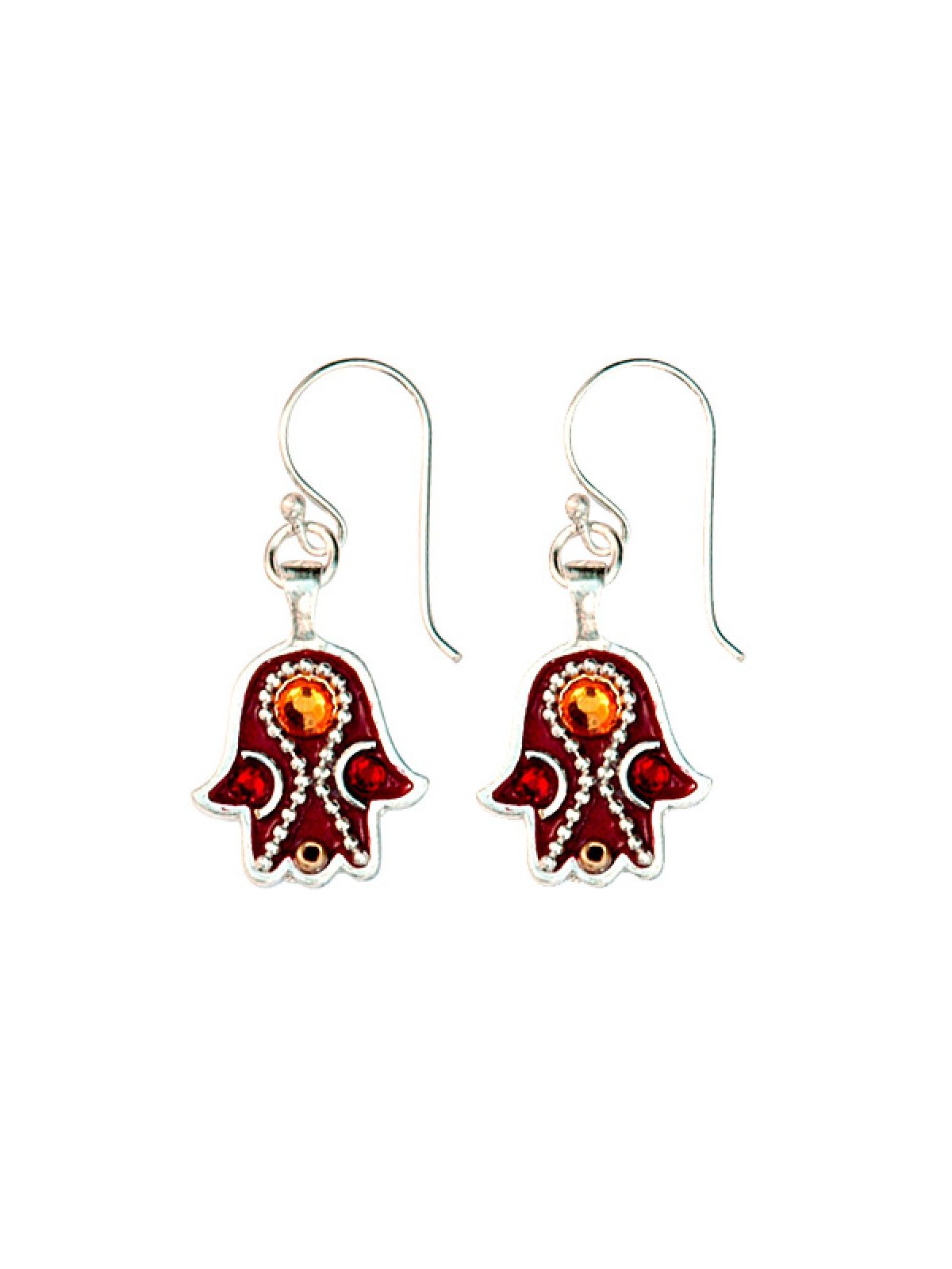 Maroon Hamsa Earrings by Ester Shahaf | Earrings