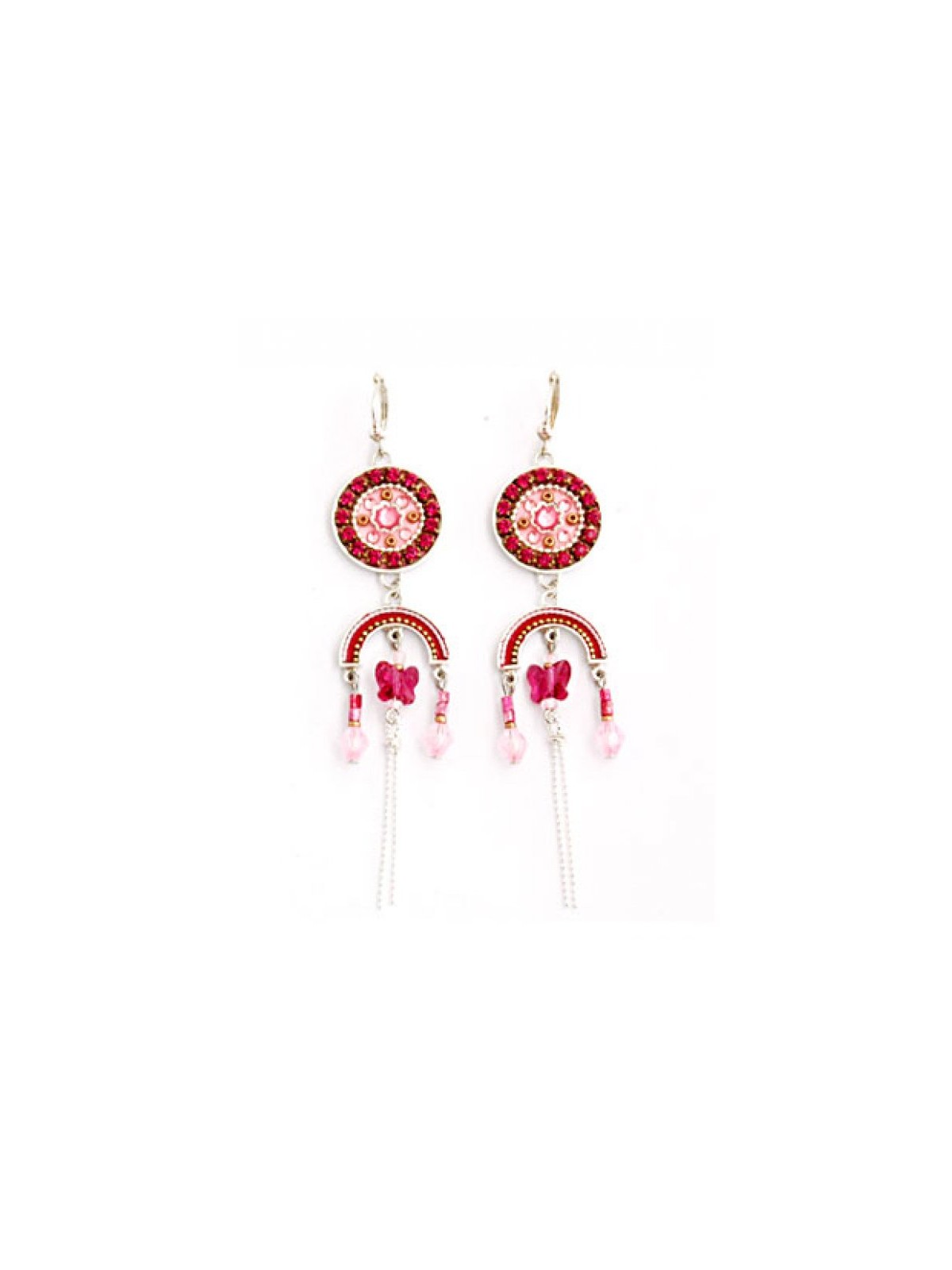 Boucles d'oreilles en perles orientales roses par Ester Sh... | Boucles d'oreilles par Esther Shahaf
